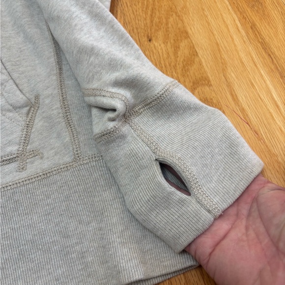 Vtg Ralph Lauren Rugby Beige Hoodie Kangaroo Pockets Elbow Patches size M - Picture 9 of 14